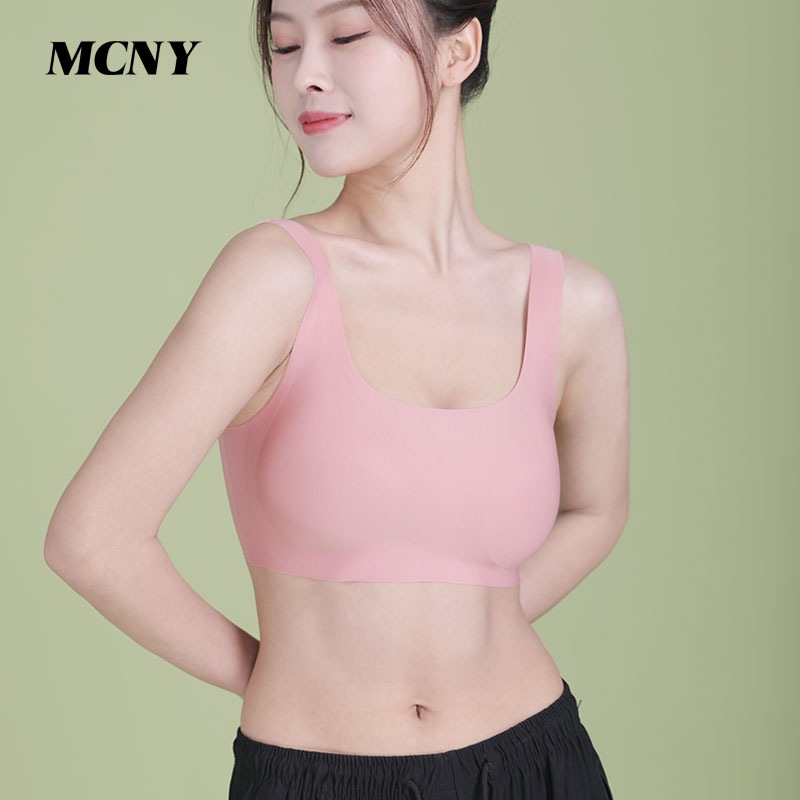 MCNY无尺码背心式文胸内衣小浪花边套装一片式无痕高弹舒适胸罩