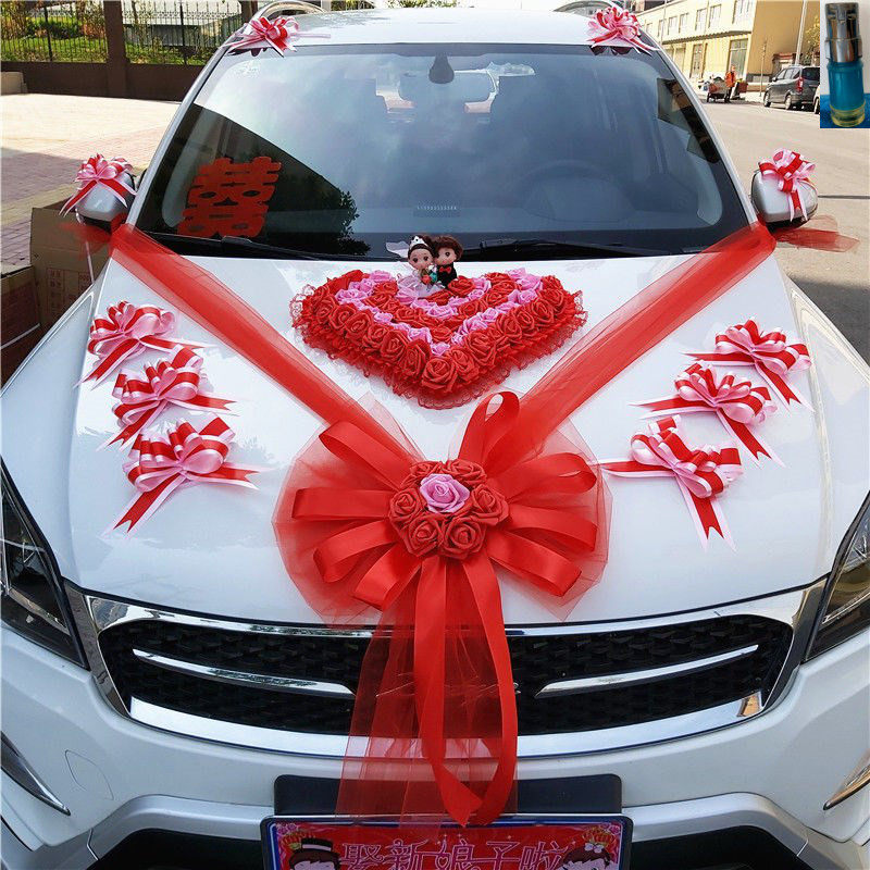 Main Wedding Gift Car Decoration Head Flower Knot Wedding Car Flowers Car Wedding Fleet Deputy Caravan Nets Red Goods Suit Wedding Celebration Placement Creativity