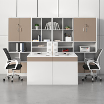 Financial desk double to sitting staff table and chairs composition office Head desk with high cabinet Accounting office desk