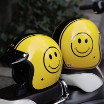 Taiwanese Seabiru Penguin Retro Motorcycle 3 4 Helmet Safety Helmet With Smiling Face HEYGO Black Dog Retro Riding