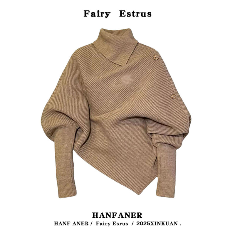 Irregular Design Cape Sweater for Women, Autumn and Winter Atmosphere, Soft and Cozy Knitwear, Loose and Lazy Style Top