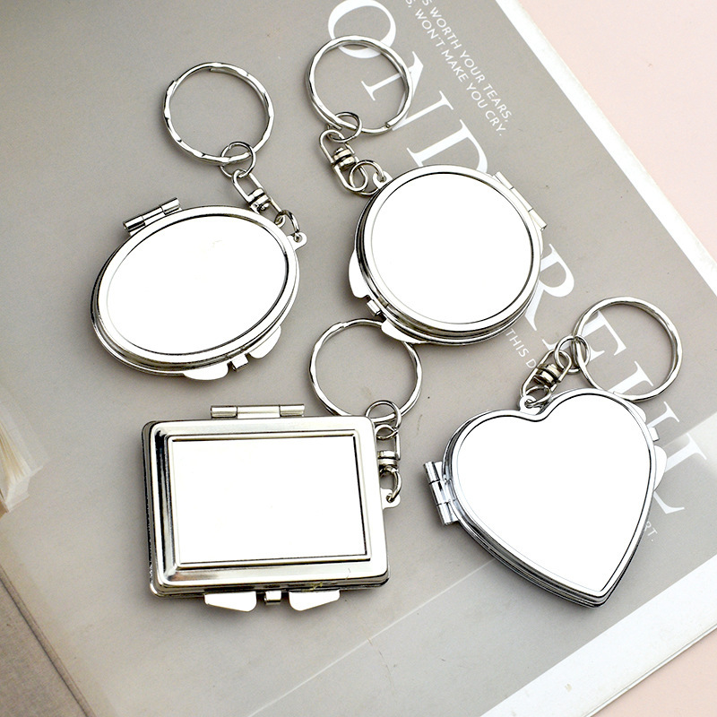 Small Mirror Pendant DIY Decoration Double-Sided Mirror Creative Pendant Metal Portable Keychain DIY Material Mirror