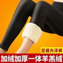 (501 grams plus velvet and thickening) glossy pants plus velvet leggings for women to wear warm autumn and winter style high-waisted trousers