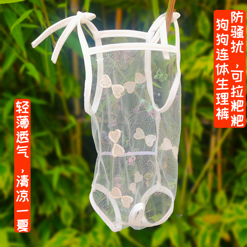 Pet Dog Mesh Physiological Pants, Bichon Safety Pants, Teddy Menstrual Pants, Anti-Riding Period Pants, Can Be Used Without Removing for Urination and Defecation