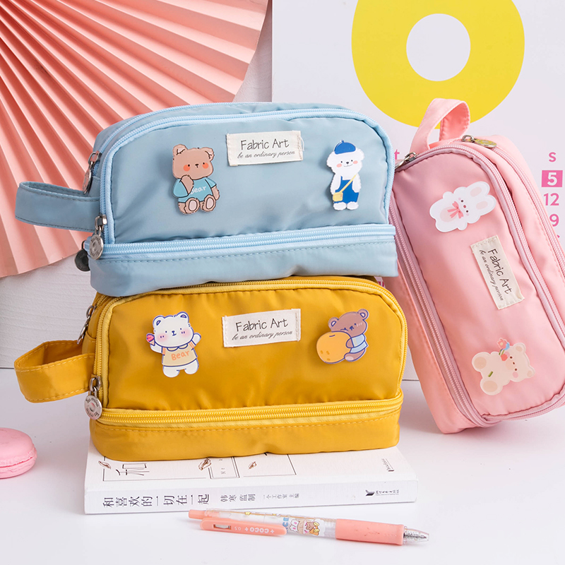 (Milk oil color) Hand large capacity Jane Pen Bag Girl ins Wind Japan Pencil Case Middle School Students Lead Pencil Case Girls Junior High School Students 2021 New Pop Boy High Face Value College Students