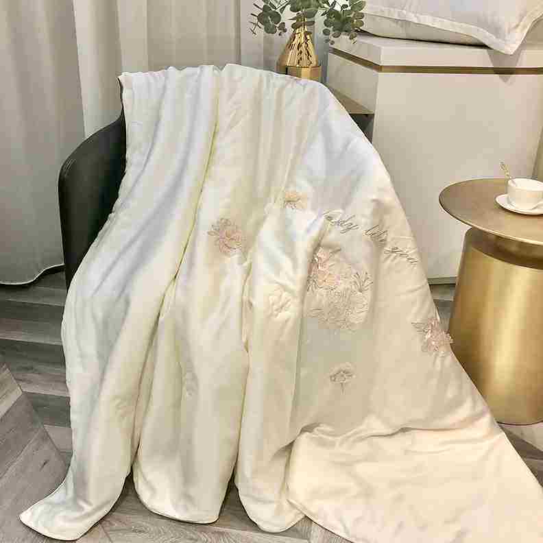 Three-dimensional small flower embroidery washable summer cool quilt 80 pieces double-sided tencel summer quilt cool feeling naked sleeping air conditioning thin quilt