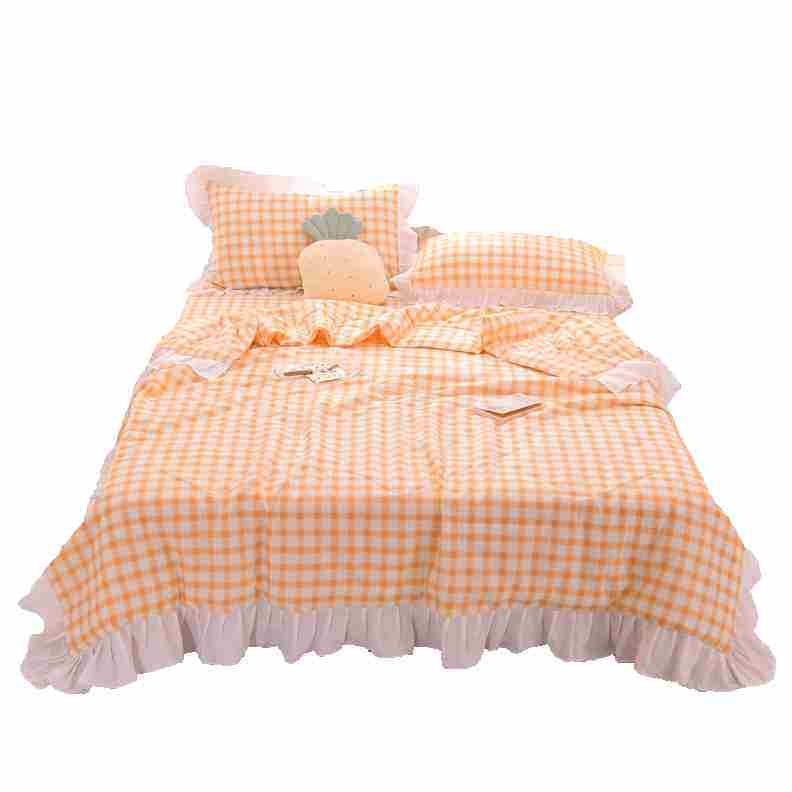Korean-style cotton summer air-conditioning quilt lace summer cool quilt four-piece summer pure cotton quilt single double thin quilt