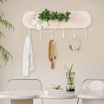 Home entrance door keychain storage rack entrance seamless nail wall hanging bedroom storage iron clothes rack