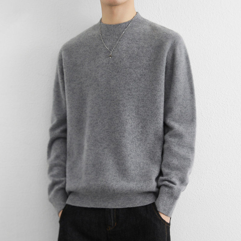 100% Pure Wool Sweater with Half-High Collar for Men, Autumn and Winter Solid Color Sweater, Trendy Brand Base Layer Knitwear, Cashmere Sweater 100% Pure Wool Sweater with Half-High Collar for Men, Autumn and Winter Solid Color Sweater, Trendy Brand Base Layer Knitwear, Cashmere Sweater