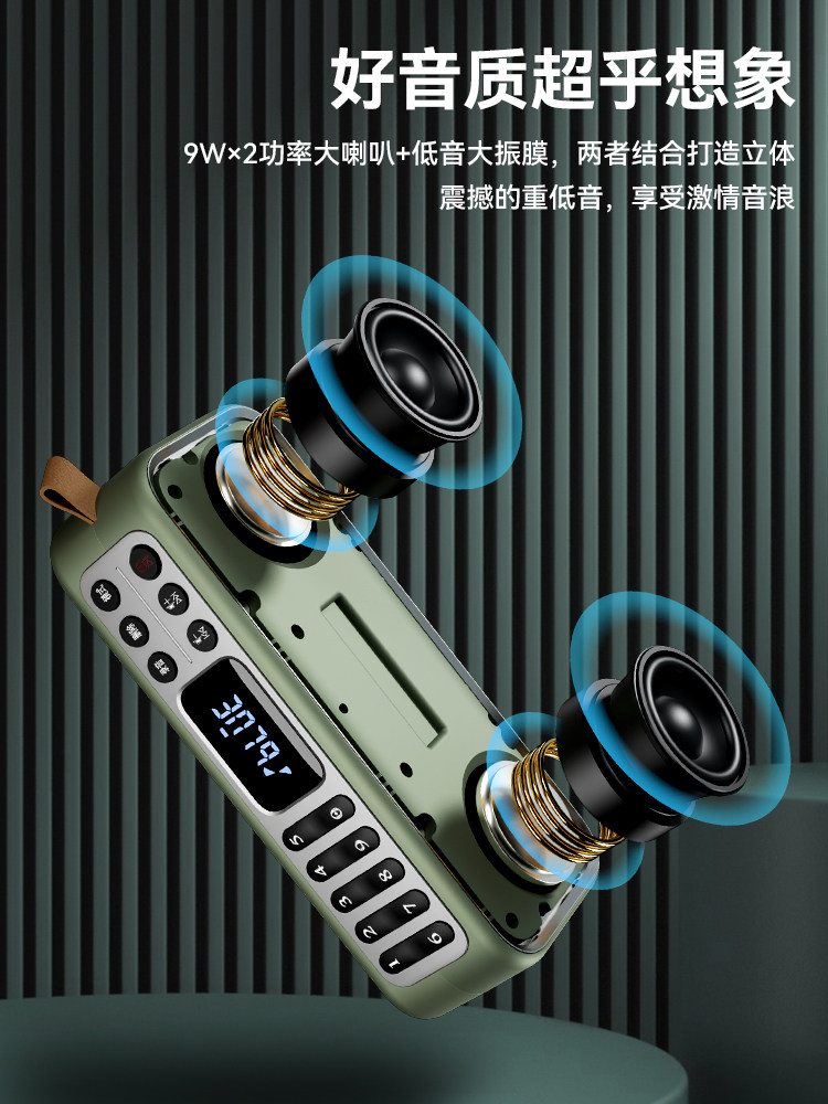 Shanshui F36 Portable Card-Insertable Bluetooth Speaker with Dual Speakers, Fm Radio, Recorder, Tai Chi Morning Exercise Speaker