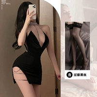 Один часной ночная рубашка + черный шелк на колене