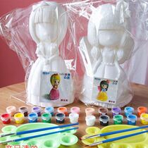 Xinjiang Tibetan childrens plaster sculptures colored dolls full set of clay-colored ceramic paintings