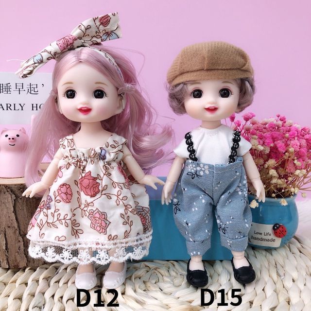 ຊຸດ doll Barbie 8'17cm BJD13 Joint Clothes Dress Up Cute Princess Ye Luoli Toy Girl