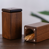 Black Walnut Wood Toothpick Box Home Living Room Dining Room Restaurant Personality Creative Chinese Solid Wood Quality Toothpick Cylinder Wooden Toothpick Bottle