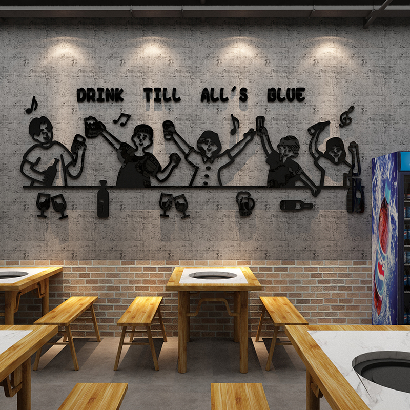Net red beating Kaqing Bar decoration field background wall arrangement Barbecue Grill Hotel Industrial Wind Creative Stickers