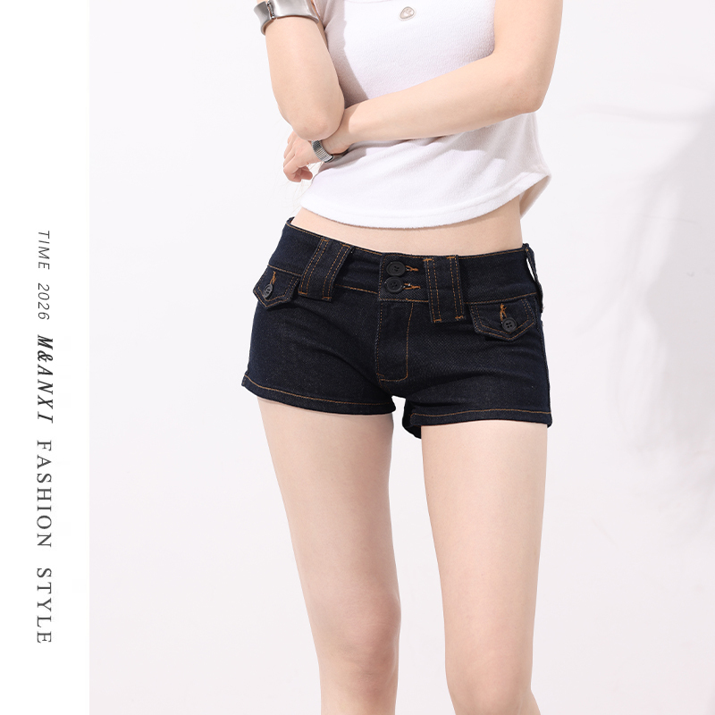 American Retro Hot Girl Style Low-Waist Denim Ultra-Short Shorts for Women 2026 Summer New Slim Fit Fashionable Hot Pants