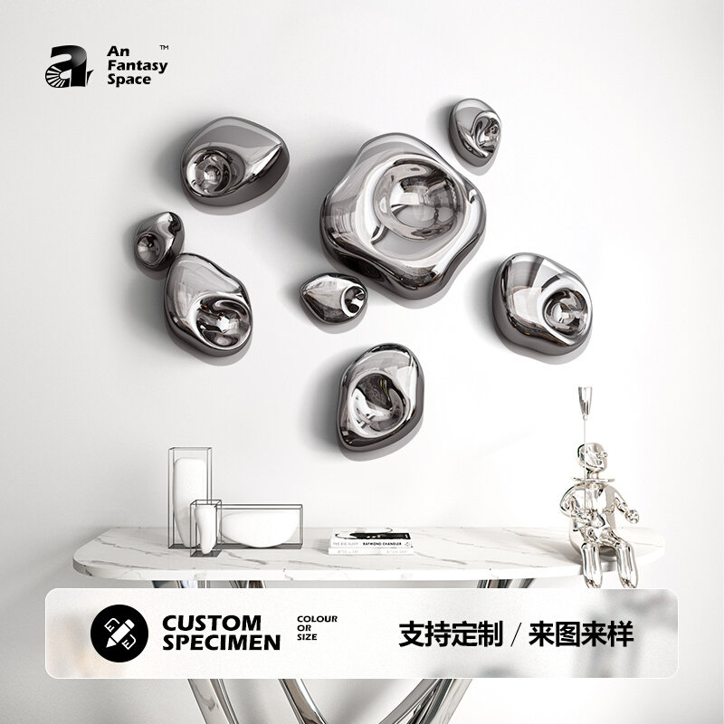 Simple modern creative stainless steel ball combination wall decoration wall hanging hotel lobby model room office decoration