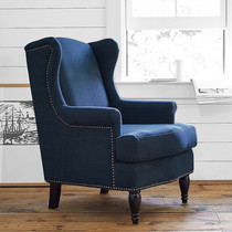 Modern American Tiger Chair Sofa Light Luxurious Balcony Living Room Bedroom Blue Cotton Linen Minima Casual Chair