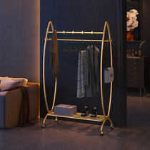 Light and luxurious removable hanging hanger bedroom floor with wheels airing clothes rack Home living room Easy containing cloak holder