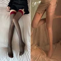 [Красная граница Черный шелк+открытый пастырский пантанические чулки]