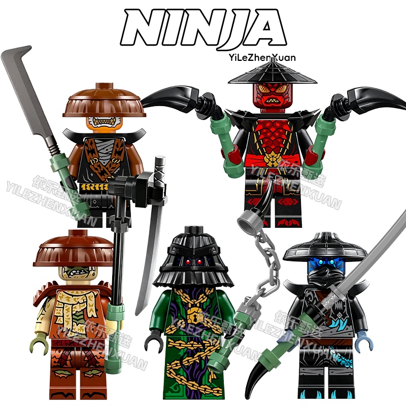 Ninjago Phantom Ninja Five-Person Team Full Set of Minifigures Zack, Tukurdrix, Snorket, Trox