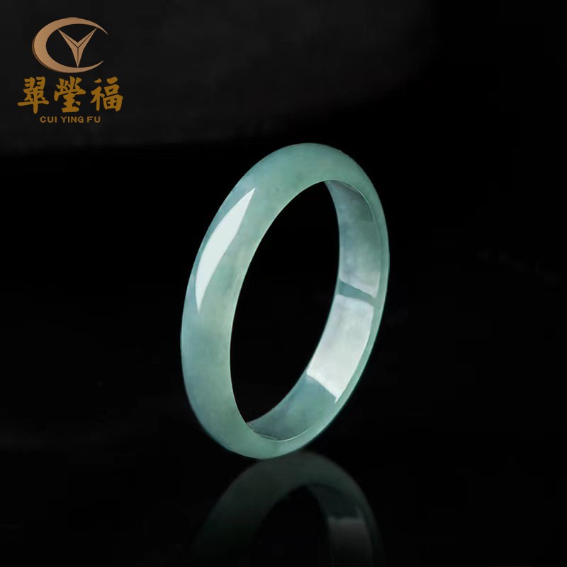 Natural old pit jade blue water ring for men and women