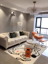 American modern light luxury fabric sofa living room sofa imperial concubine corner technology fabric sofa combination fully decorated internet celebrity model