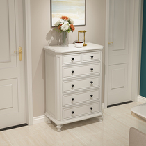 Drawer cabinet white new American pastoral bedroom solid wood storage cabinet living room storage cabinet six drawers eight drawers two drawers retro