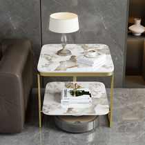 Light luxury sofa side table living room small apartment bedroom storage bedside square corner table simple slate small coffee table table