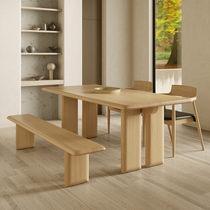 Retro wabi-sabi style solid wood dining table modern simple log style family dining table rectangular office desk workbench