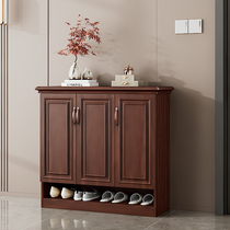 New Chinese style all-aluminum shoe cabinet without installation light luxury modern style walnut color hall cabinet with customizable size