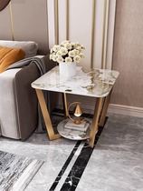Light luxury Nordic sofa side table Light luxury Italian minimalist square table bedside table marble slate small coffee table corner table
