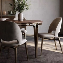 Italian minimalist North American black walnut round table small apartment home square dining table and chairs whole house dining room combination