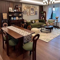 Log French style vintage wabi-sabi style dining table small apartment home creative solid wood rectangular dining table and chair combination