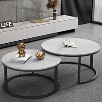 Light luxury rock plate coffee table Nordic minimalist small apartment modern living room home marble tea table mother coffee table combination