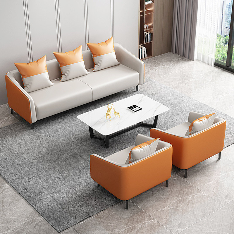 Nordic office sofa simple modern business reception leather art small apartment office sofa coffee table combination