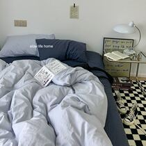 Mime Chanins Wind Nordic minimalist mix Washed Cotton Mill Wool bed linen Four pieces Hostel Bed Three Sets Quilt