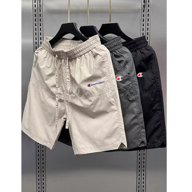 Champion Stylish Summer Thin Perforated Breathable Casual Sports Shorts Men's Loose Quick-Dry Trendy Mid-Length Shorts
