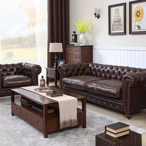 American light luxury simple buckle leather living room apartment cafe hotel villa beauty shop straight leather art sofa