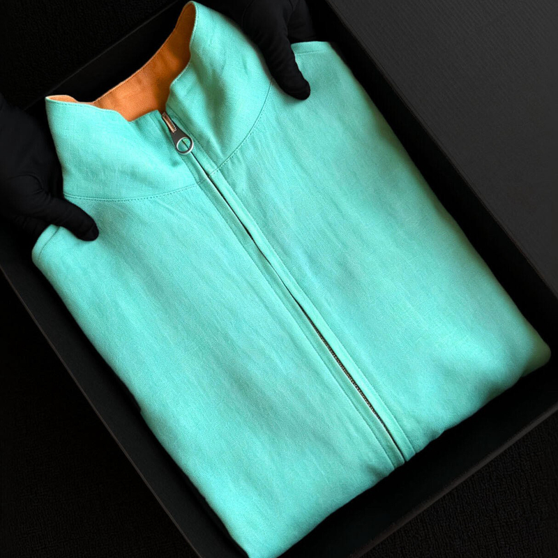 Highly Recommended! Green Double-Sided Linen Jacket with Stand Collar for Women, Autumn Casual Loose-Fitting Stylish Short Jacket Highly Recommended! Green Double-Sided Linen Jacket with Stand Collar for Women, Autumn Casual Loose-Fitting Stylish Short Jacket