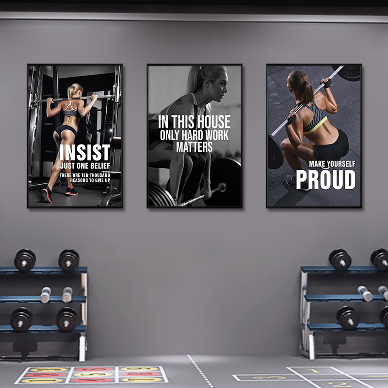 Gym Wall Decoration Painting Sexy Beauty with Muscle Abs Hanging Painting Bodybuilding Sports Inspirational Poster Mural