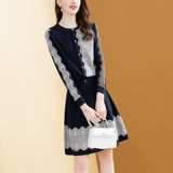 Демисезонный кардиган, трикотажный комплект, юбка, коллекция 2023, в стиле Шанель