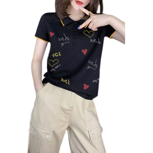 Шелковая летняя футболка, подходит для подростков, воротник поло, европейский стиль