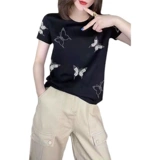 Элитная шелковая приятная телу летняя футболка для отдыха, европейский стиль