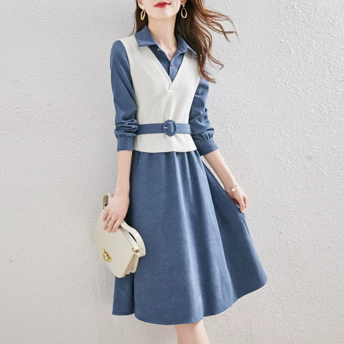 Брендовый осенний демисезонный модный комплект, платье