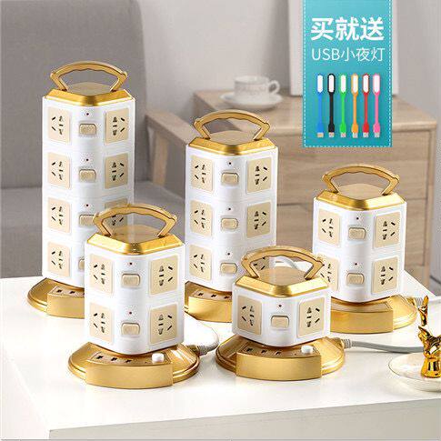 Bull Home Office Pure Copper Vertical Socket Multifunction Porous Insert Independent Switch USB Patch Board With Wire 