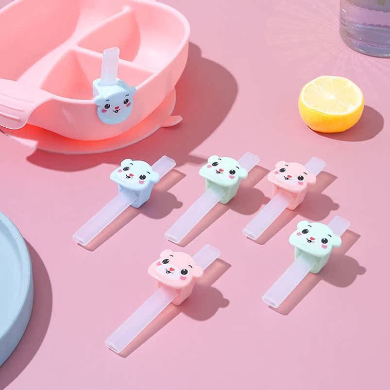 Baby silicone straw straw baby complementary cutlery straw with buckle to drink porridge and drink soup theorizer children's bowl dinner plate accessories