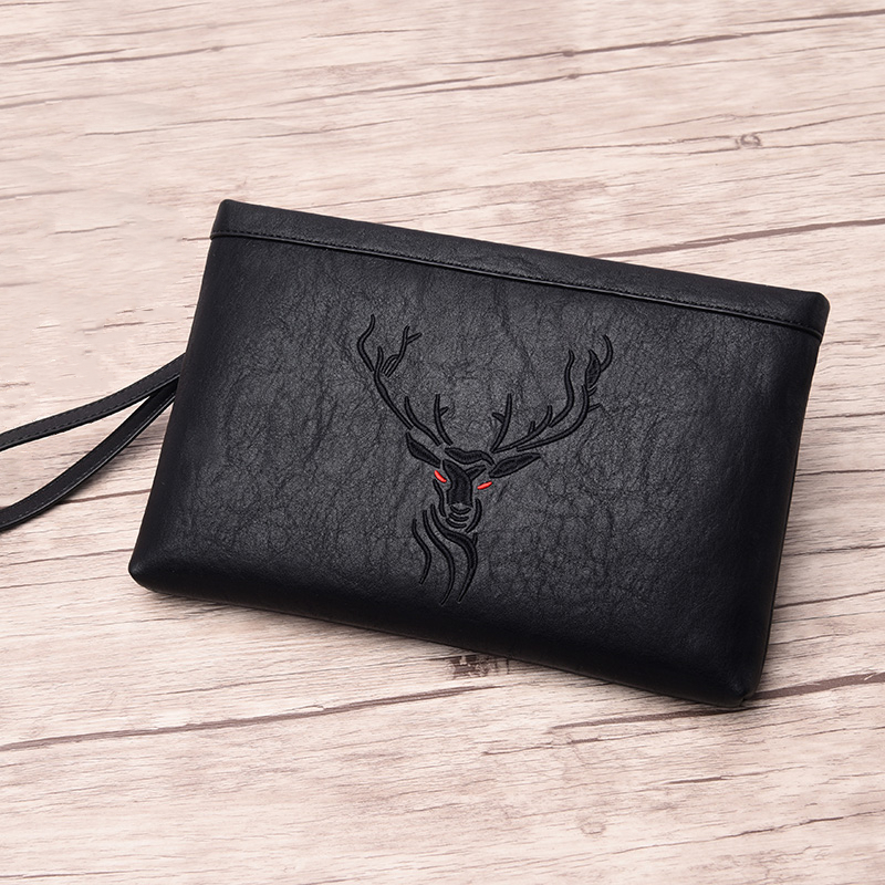 New trendy men's handbag youth soft leather clutch business casual clip bag Korean version large-capacity envelope clutch bag