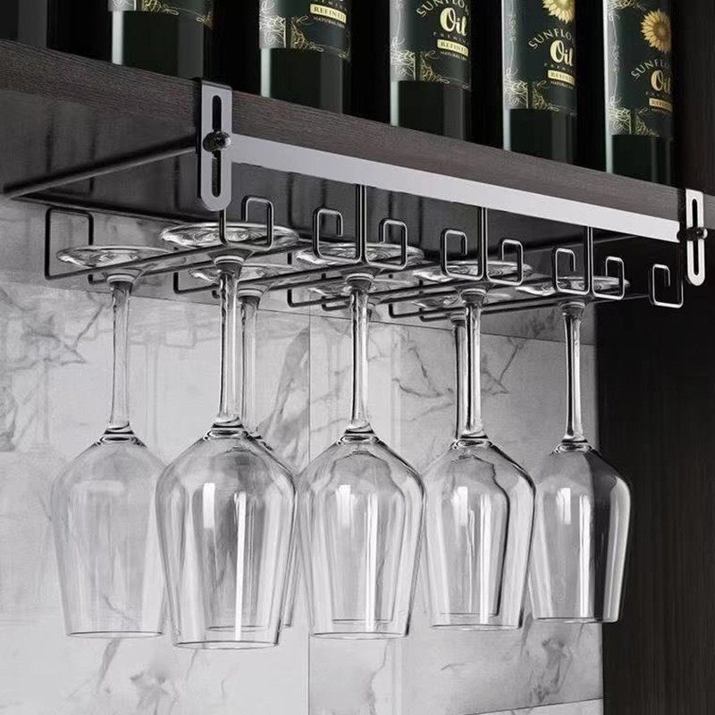 Red wine glass shelf free punching light luxury high-end upside-down wine glass rack home hanging wine rack goblet wine cabinet hanger