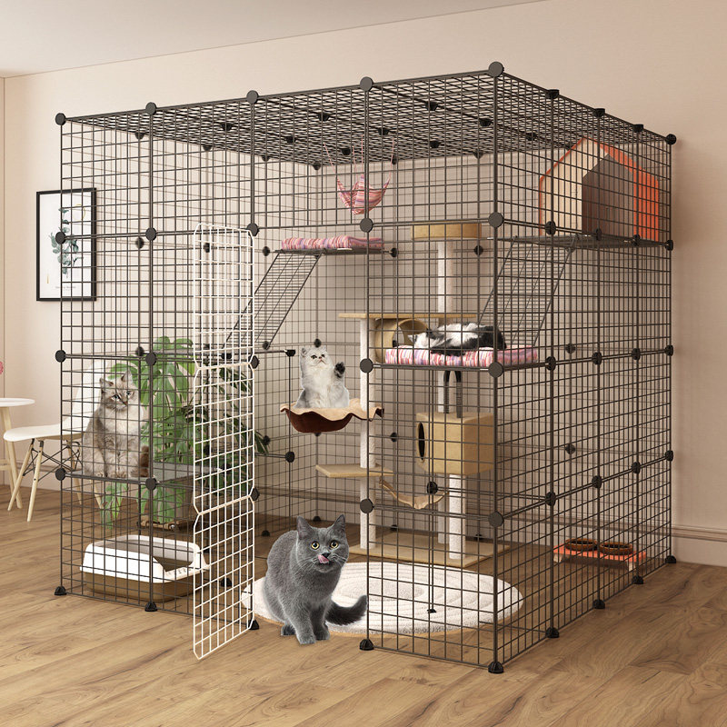 Cat cage stainless steel cage simple combination home can be folded into a cat villa super large and strong double-layer does not take up space - Taobao